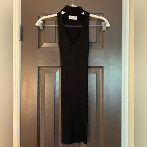 LF Rumor Boutique Ribbed Knit Little Black Dress